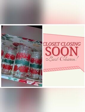 Vintage floral thick glasses 12 oz. (5) MAKE AN OFFER///